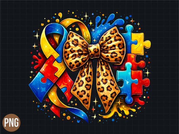 Autism Awareness Leopard Ribbon Bow PNG: A Versatile Digital Design for Meaningful Projects