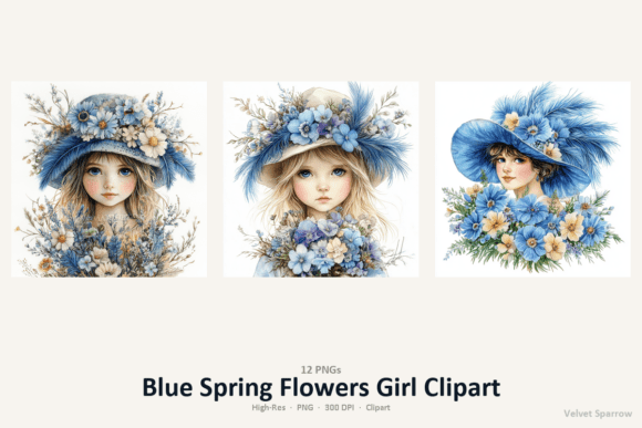 Blue Spring Flowers Girl Clipart Guide