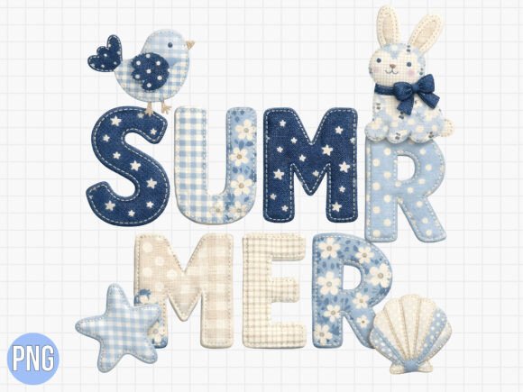 Elevate Your Summer Designs with the Patchwork Bunny Bird Beach PNG