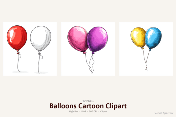 Elevating Print-on-Demand Designs with High-Resolution Balloons Cartoon Clipart