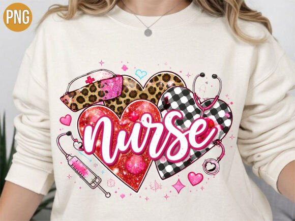 Elevating Print-on-Demand with the Nurse Leopard Red Glitter Heart PNG