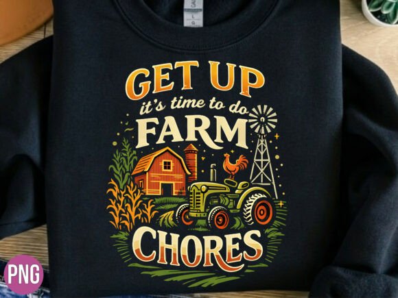Farm Chores Tractor Rooster PNG Design