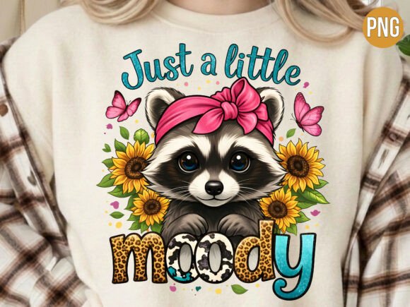 Just a Little Moody Raccoon Bow PNG