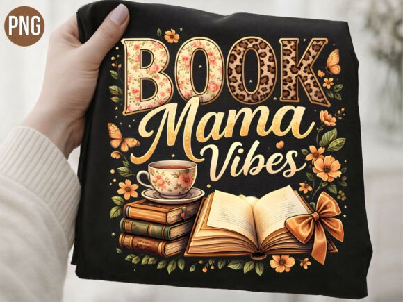 Unleash Your Inner Book Lover with the Book Mama Vibes Leopard Floral PNG
