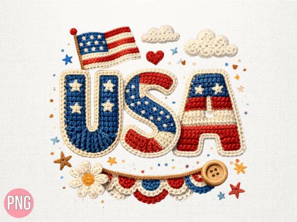 USA Patriotic Crochet Flag 4th July PNG: A Versatile Digital Asset for Creators
